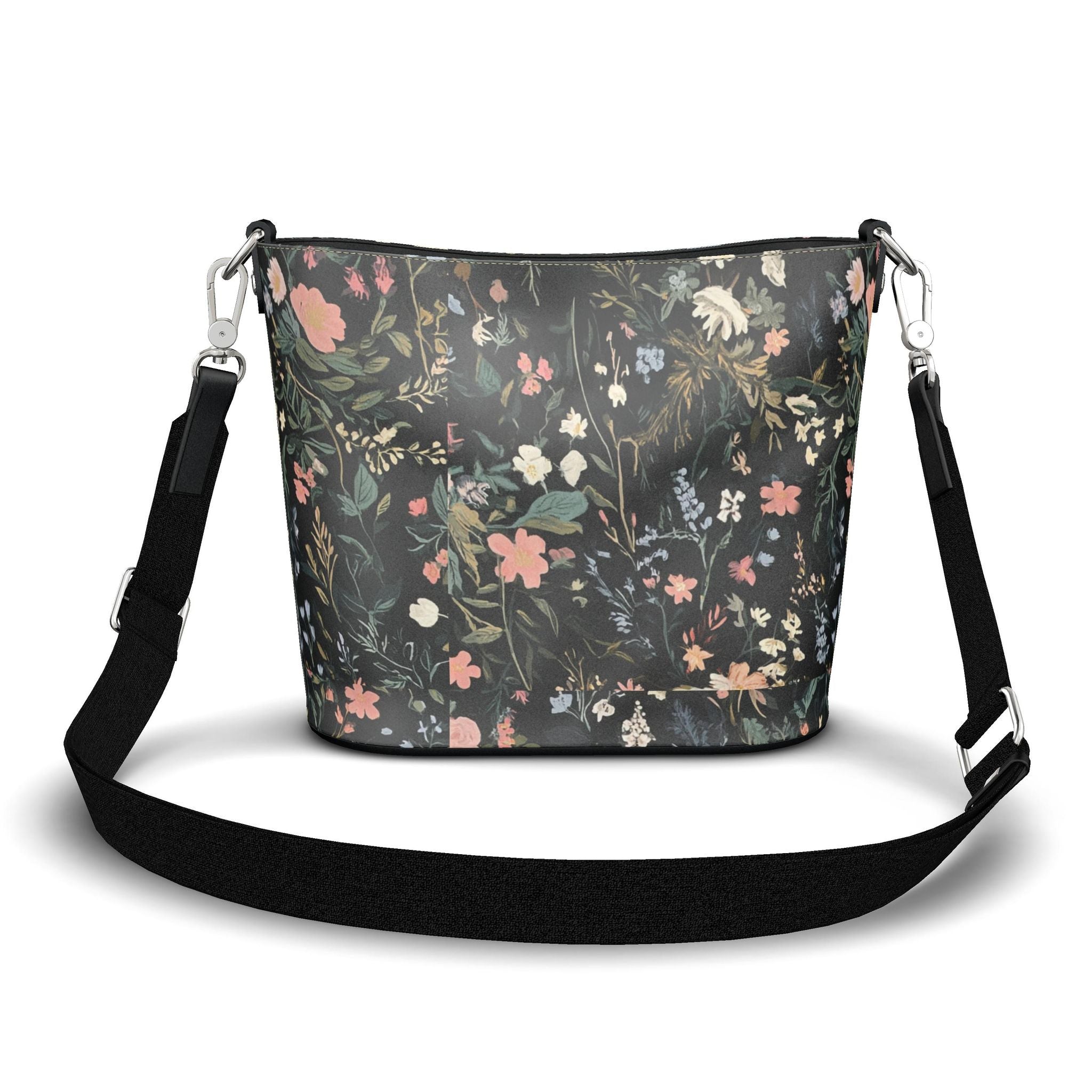 Midnight Garden Meadow Large Leather Bucket Tote