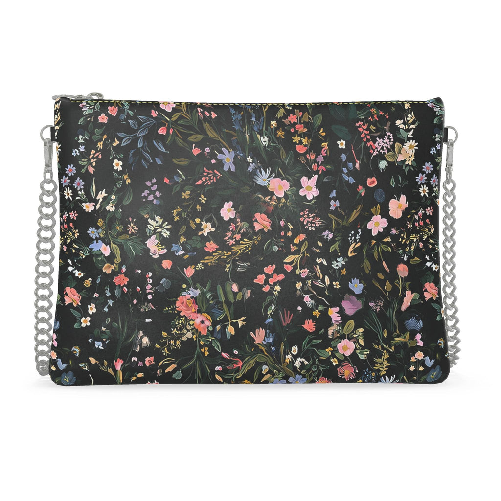 Midnight Garden Blooms Crossbody Bag With Chain