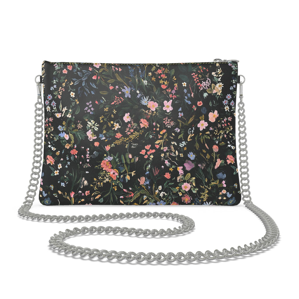 Midnight Garden Blooms Crossbody Bag With Chain