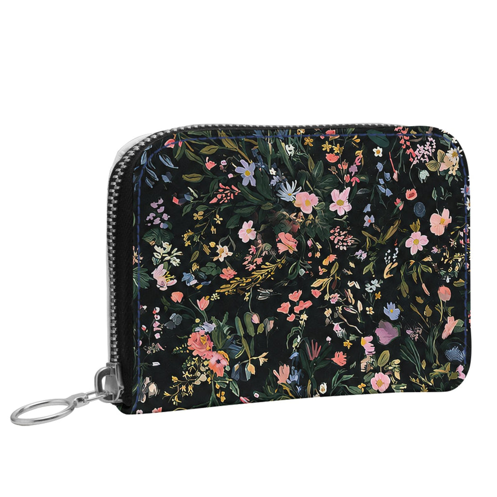 Midnight Garden Blooms Small Leather Zip Wallet
