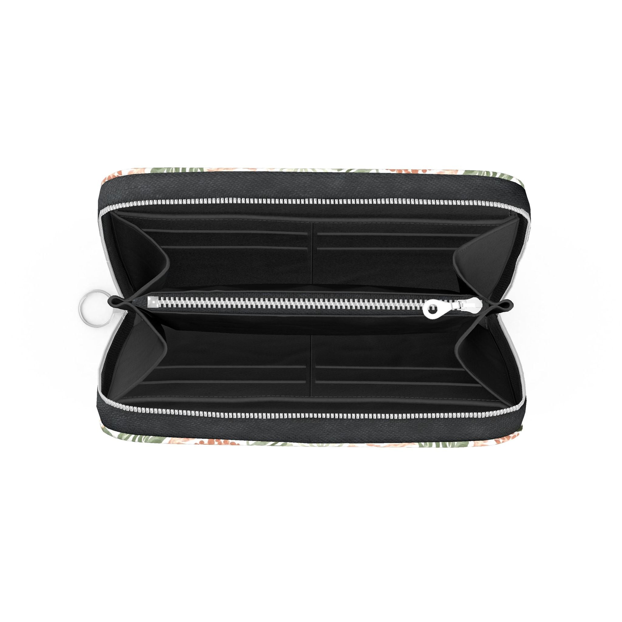 Whimsical Garden Pink Large Leather Zip Wallet