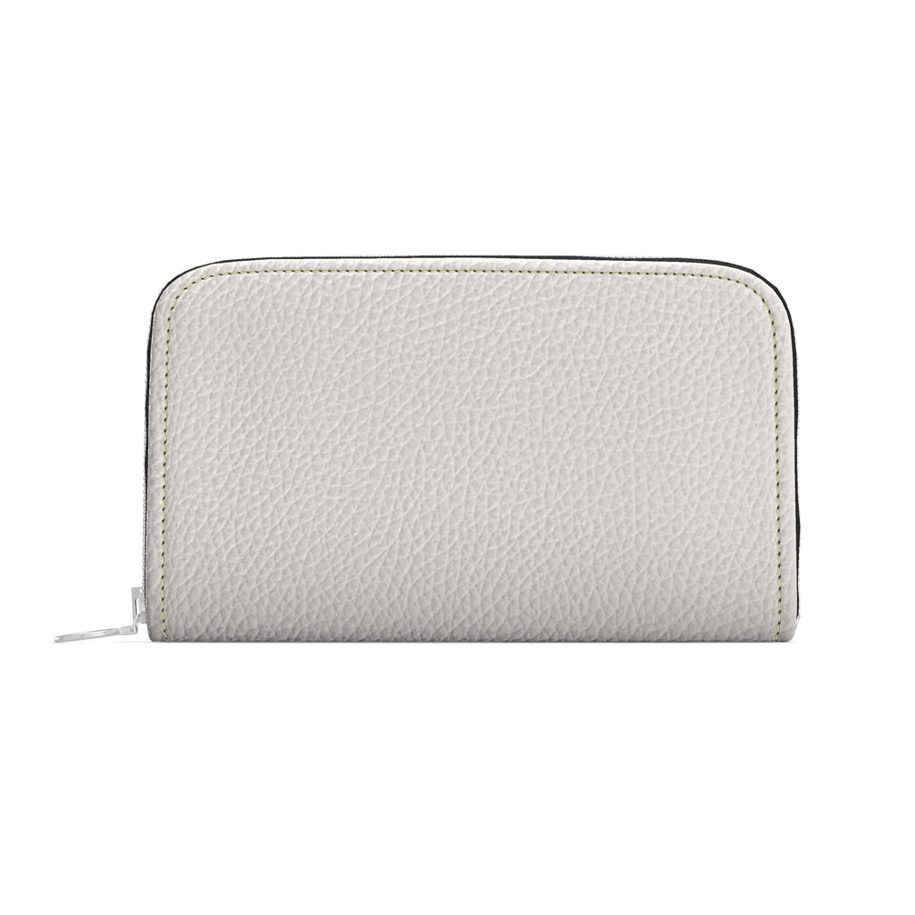 Large Leather Zip Wallet in Oat