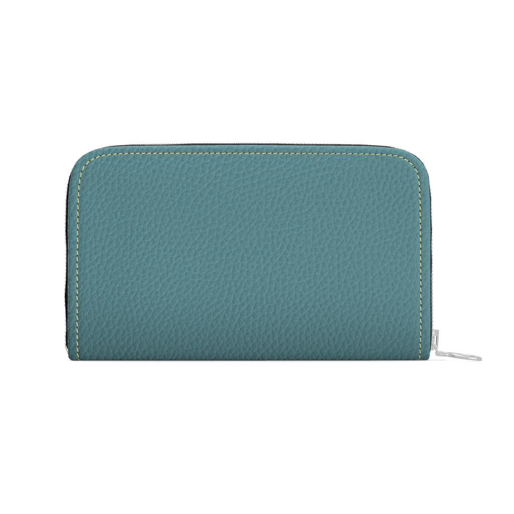 Large Leather Zip Wallet in Jade