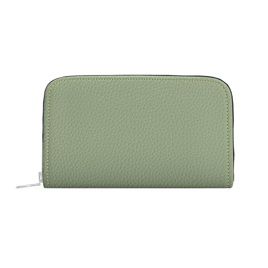 Large Leather Zip Wallet in Sage