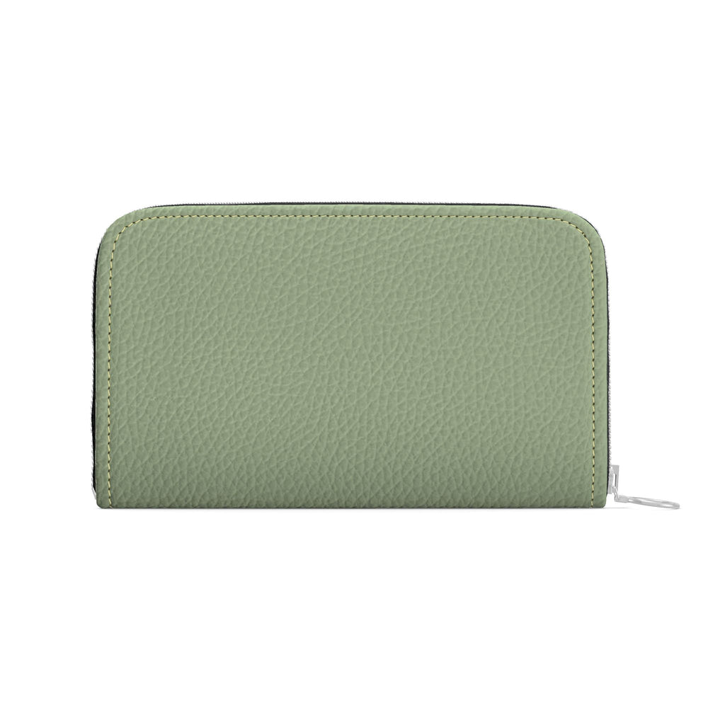 Large Leather Zip Wallet in Sage