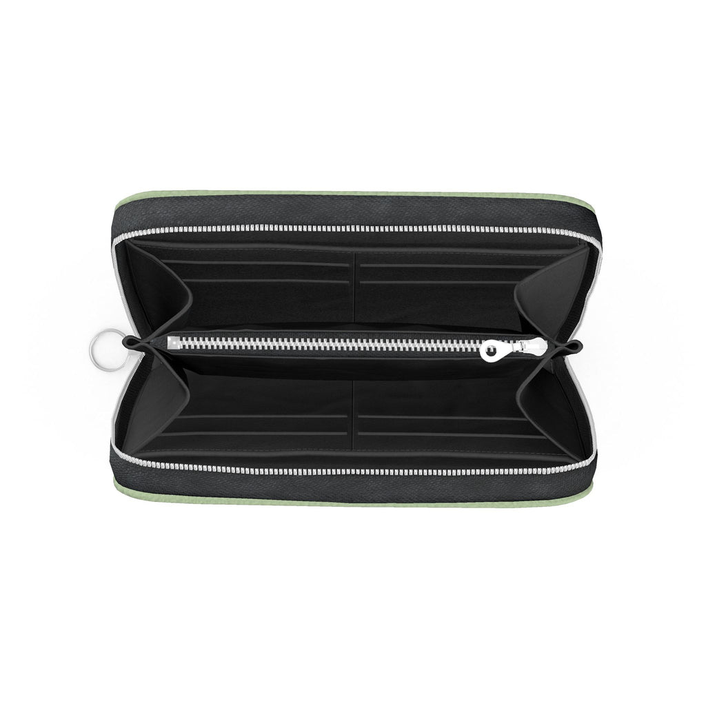 Large Leather Zip Wallet in Sage