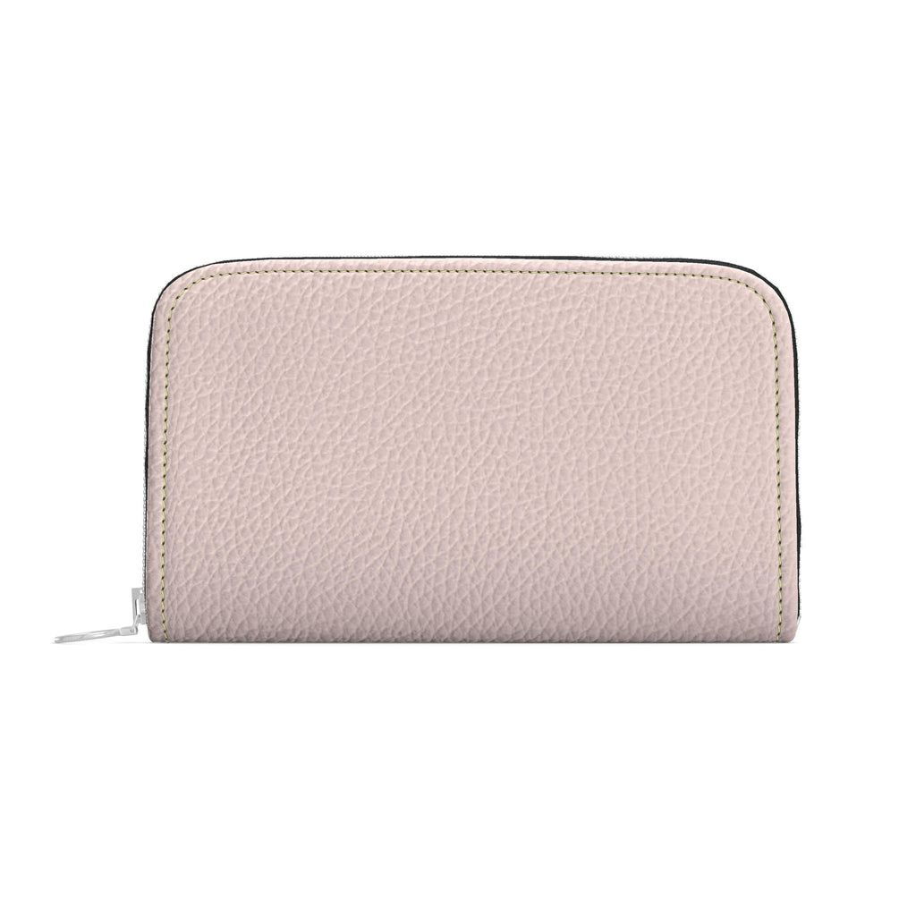 Large Leather Zip Wallet in Blush
