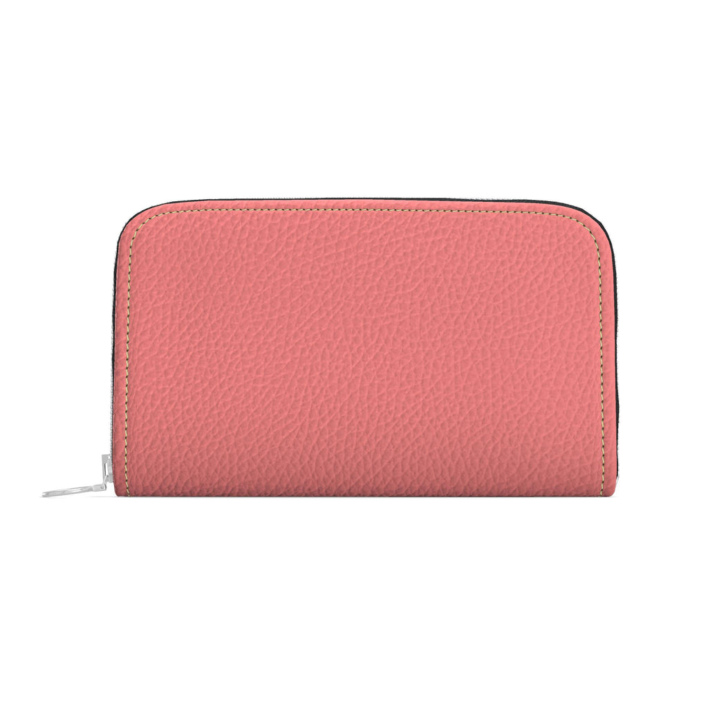 Large Leather Zip Wallet in Flamingo