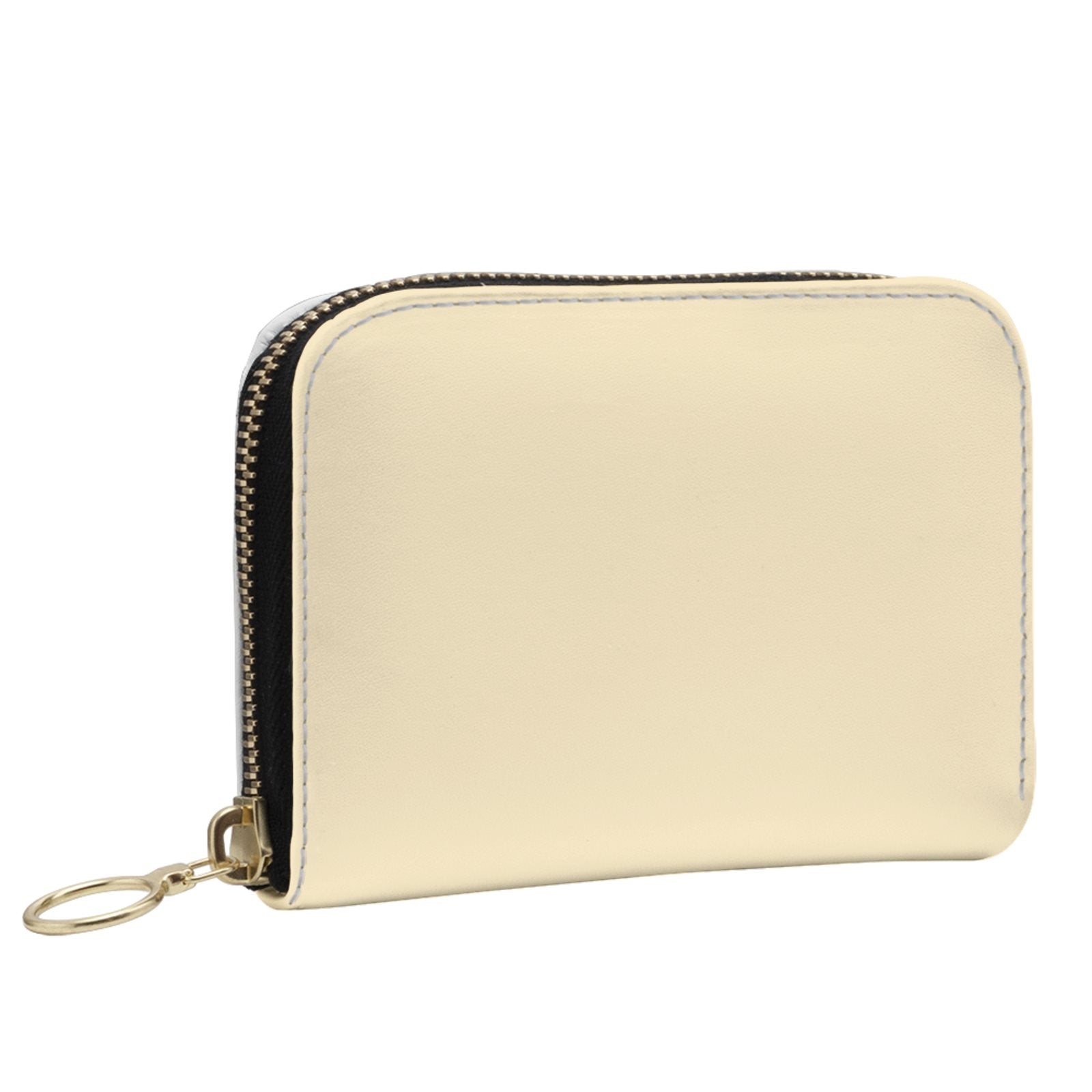 Solid Color Small Leather Zip Wallet in Buttercup