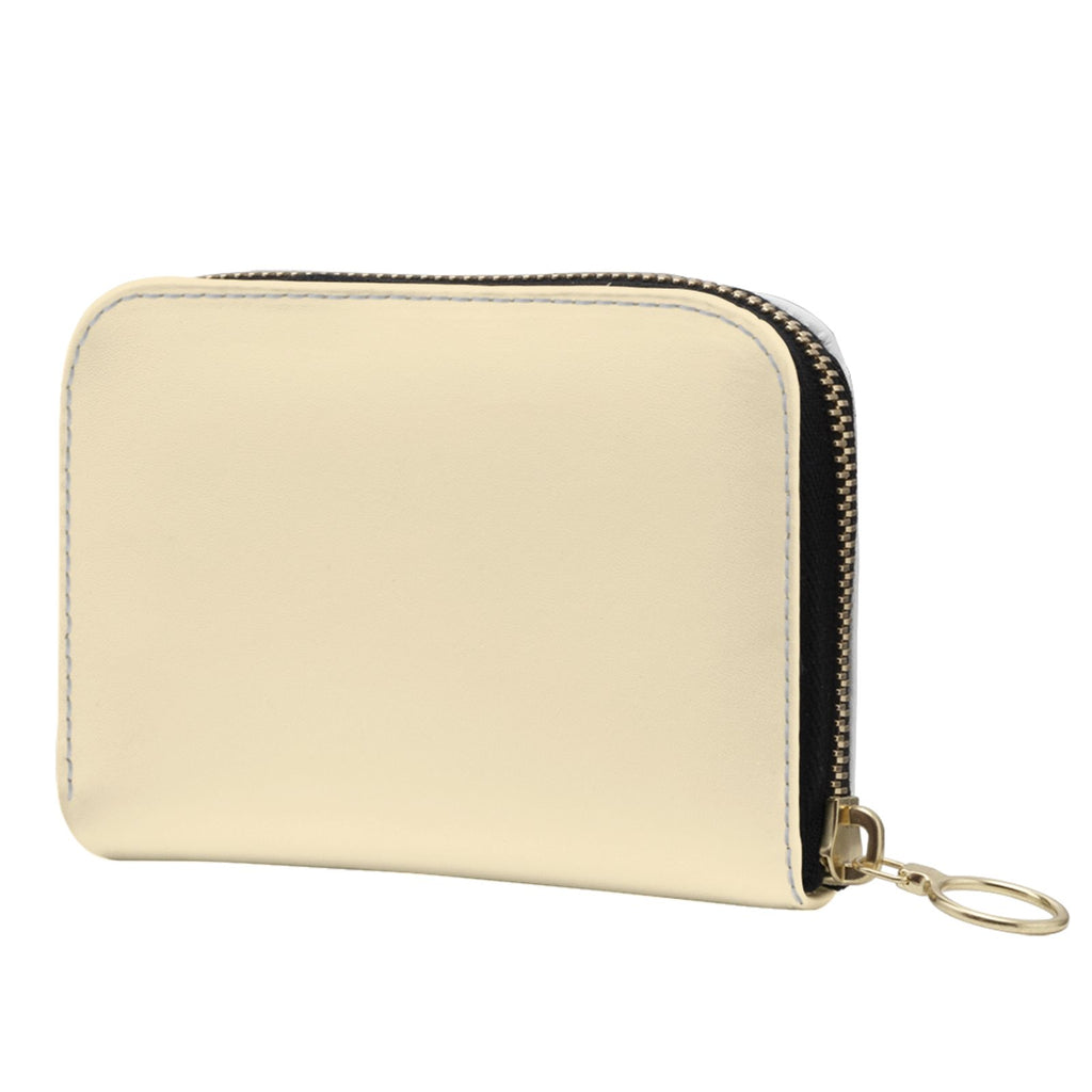 Solid Color Small Leather Zip Wallet in Buttercup